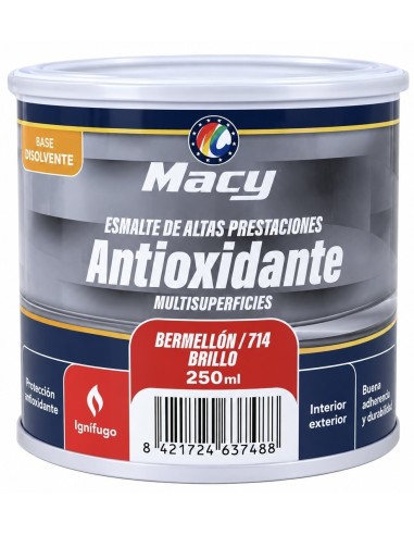 ESMALTE ANTIOXIDANTE BRILLO BERMELLÓN 714   250ml ALTAS PRESTACIONES (Macy)