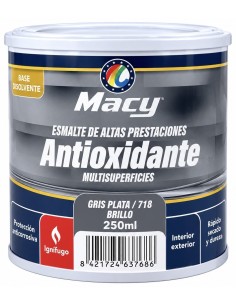 ESMALTE ANTIOXIDANTE BRILLO GRIS PLATA 718   250ml ALTAS PRESTACIONES (Macy)