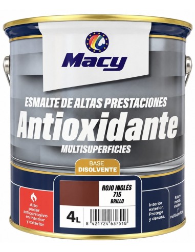 ESMALTE ANTIOXIDANTE BRILLO ROJO INGLÉS 715  4lt ALTAS PRESTACIONES (Macy)