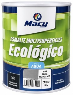 ESMALTE ECOLÓGICO METALIZADO PLATA N-35 750ml (Macy)
