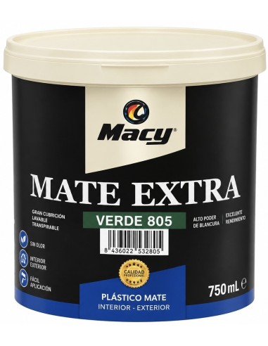 PINTURA PLÁSTICA MATE EXTRA 805 VERDE 750ml (Macy)
