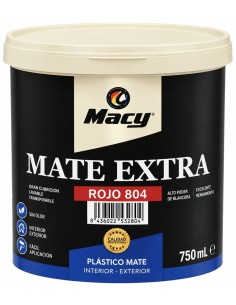 PINTURA PLÁSTICA MATE EXTRA 804 ROJO 750ml (Macy)