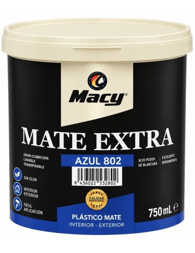 PINTURA PLÁSTICA MATE EXTRA 802 AZUL 750ml (Macy)