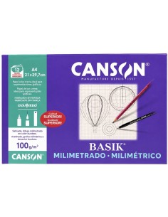 MINIPACK MILIMETRADO A4 100gr/m2 CANSON 21x29.7cm