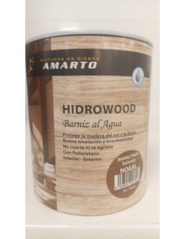 HIDROWOOD BARNIZ TINTE  AL AGUA SATINADO NOGAL 750ml (Amarto)