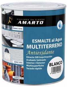 ESMALTE MULTITERRENO ANTIOXIDANTE AL AGUA SATINADO BLANCO 750ml (Amarto)