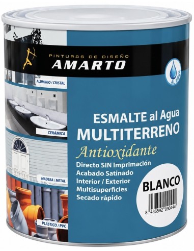 ESMALTE MULTITERRENO ANTIOXIDANTE AL AGUA SATINADO BLANCO 750ml (Amarto)