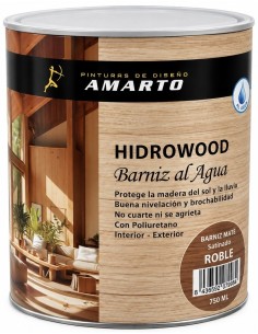 HIDROWOOD BARNIZ TINTE  AL AGUA SATINADO ROBLE 750ml (Amarto)
