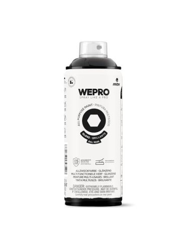 SPRAY WEPRO BASE DISOLVENTE RAL 9005 BRILLO NEGRO COSMOS 400ml