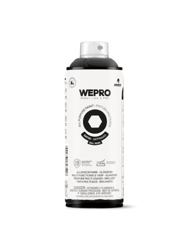 SPRAY WEPRO BASE DISOLVENTE RAL 9005 SATINADO NEGRO COSMOS 400ml