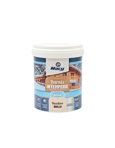 BARNIZ INTEMPERIE AL AGUA INCOLORO BRILLO 375ml (Macy)