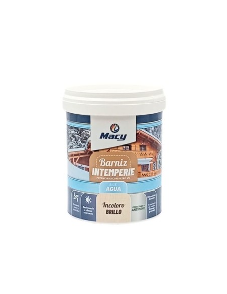 BARNIZ INTEMPERIE AL AGUA INCOLORO BRILLO 375ml (Macy)